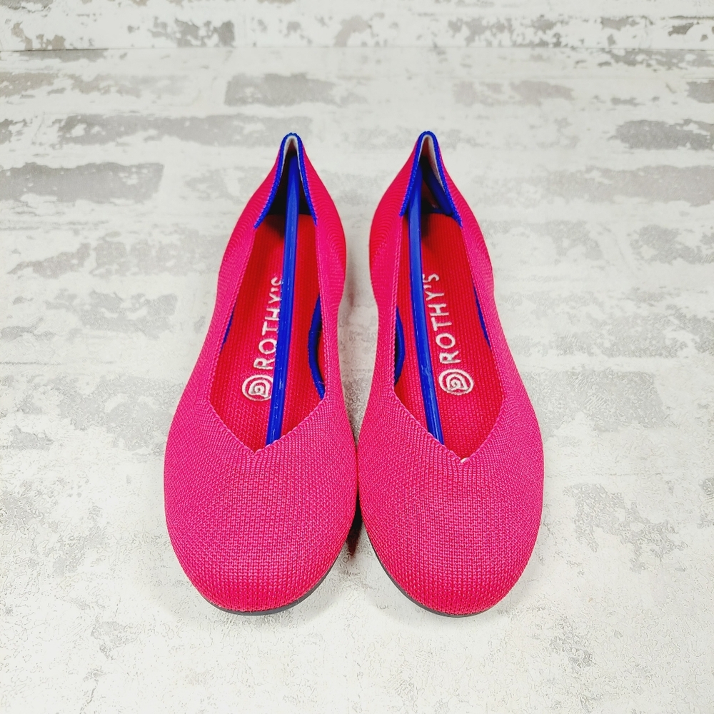 New Rothy's The Flat Fucsia Pink Knit Round Toe Slip On Loafers W756 - Picture 4 of 8
